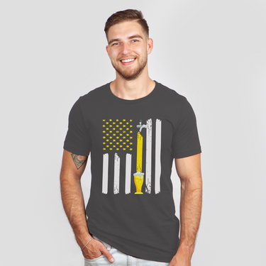 american flag craft beer gray shirt